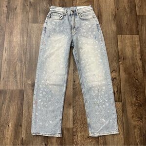 Arizona Jean Vintage Straight High Rise Paint Splash Design Jeans Women’s Sz 2